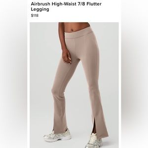 Alo Yoga Airbrush High Waist 7/8 Flutter Legging - Small - Taupe